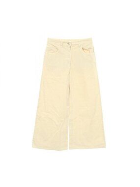 Chanel Pants CC Logo Button Yellow Cotton